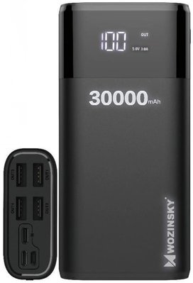 PowerBank Wozinsky 4 USB, LCD Display 30000mAh Black 00073194 фото