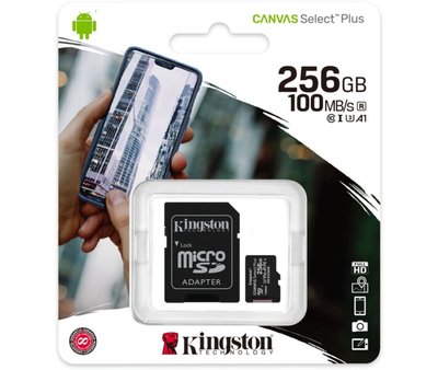 КП Kingston microSDXC UHS-I 100R A1 256Gb Class 10 +SD adapter /6M/ 00071105 фото