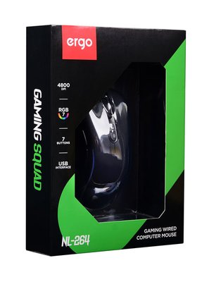 Ігрова мишка USB ERGO NL-264 (чорна) /6М/ 00078279 фото
