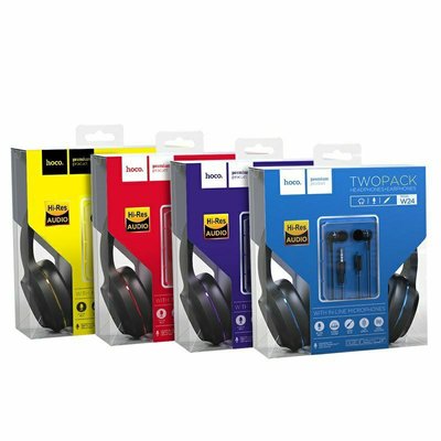 Навушники HOCO W24 Enlighten headphones with mic set Чорно-золоті 00061779 фото