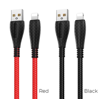 USB кабель BOROFONE BX38 Cool charfe Lightning 3A/1m Black 00056917 фото