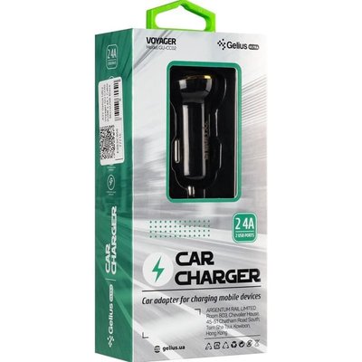 АЗП Gelius Ultra Voyager GU-CC02 2USB 2.4A + Cable iPhone Black /6M/ 00071738 фото