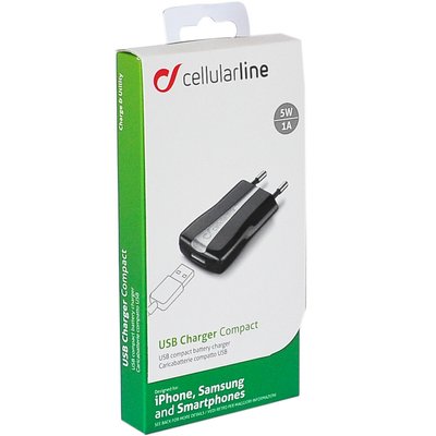 СЗУ Cellularline Compact USB 1A black (ACHUSBCOMPACT) 00030350 фото