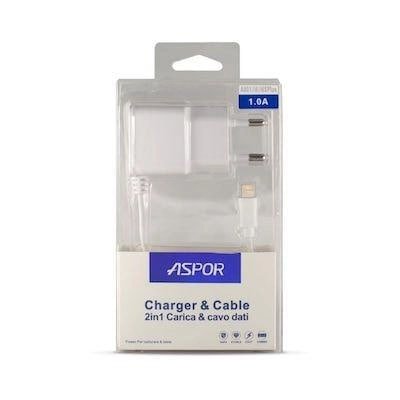 СЗУ Aspor- A801 iPhone 5/6 (5v/1A) с кабелем белый 00013474 фото