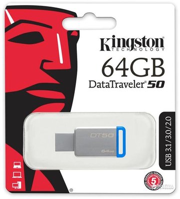 USB 3.0 Kingston DT 50 64GB metal 00041628 фото