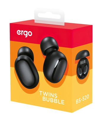 Навушники Bluetooth ERGO BS-520 Twins Bubble Чорні 00059649 фото