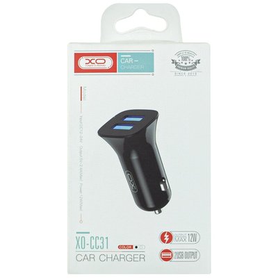 АЗП XO СС31 double USB 12W 2.4A Black /6M/ 00070592 фото